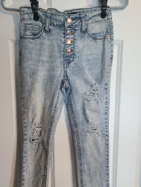Imperial Star Acid Wash Light Blue Distressed Skinny Jeans